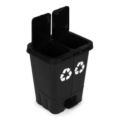 MULTISTORE MO-40C-1-K Dvoukomorový odpadkový koš 40 l, černý