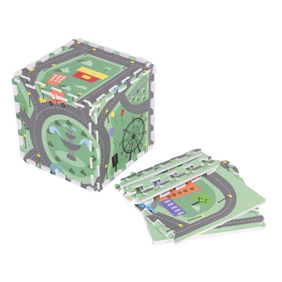ECOTOYS ECOEVA021 Penová podložka, Puzzle mesto 90,5 × 90,5 cm, 21 dielov
