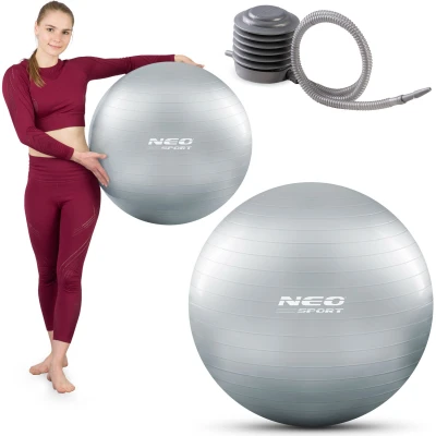 Neo-Sport NS-951Gymnastický míč 65 cm, pumpička, stříbrný