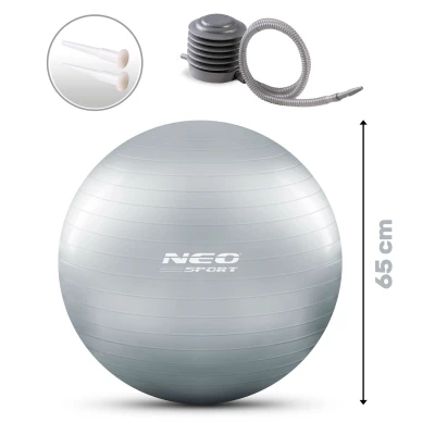 Neo-Sport NS-951Gymnastický míč 65 cm, pumpička, stříbrný
