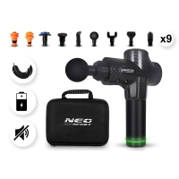 Neo-Sport NS-503 Masážní pistole s gelovou chladící hlavicí, 9 nástavců, černá