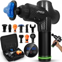 Neo-Sport NS-503 Masážní pistole s gelovou chladící hlavicí, 9 nástavců, černá
