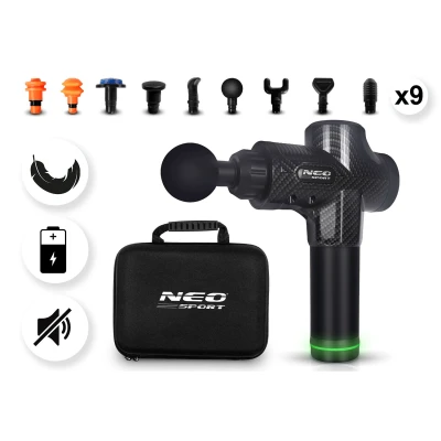 Neo-Sport NS-503 Masážní pistole s gelovou chladící hlavicí, 9 nástavců, černá