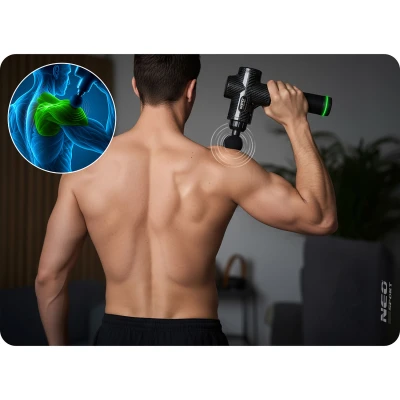 Neo-Sport NS-503 Masážní pistole s gelovou chladící hlavicí, 9 nástavců, černá