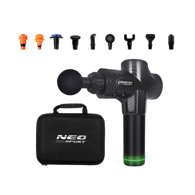 Neo-Sport NS-503 Masážní pistole s gelovou chladící hlavicí, 9 nástavců, černá