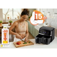 Berdsen BD-657 Dvojkomorová fritéza na horúci vzduch XL 10,2 l, 1700 W, čierna