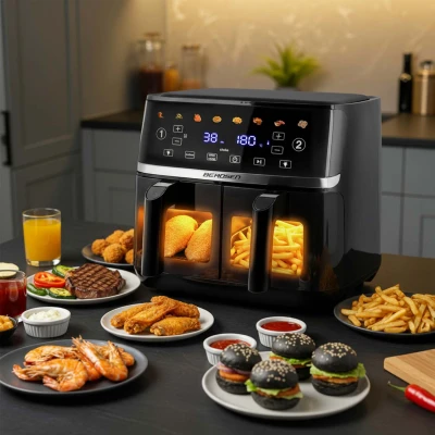 Berdsen BD-657 Dvojkomorová fritéza na horúci vzduch XL 10,2 l, 1700 W, čierna