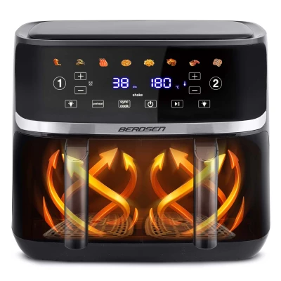 Berdsen BD-657 Dvojkomorová fritéza na horúci vzduch XL 10,2 l, 1700 W, čierna
