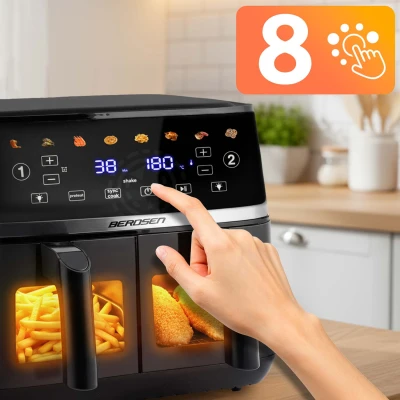 Berdsen BD-657 Dvojkomorová fritéza na horúci vzduch XL 10,2 l, 1700 W, čierna