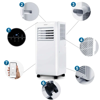 Prenosná klimatizácia Berdsen BD-580 10 000 BTU, 2 900 W, Wi-Fi, 5 v 1, biela