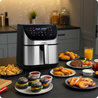 Fritéza na horúci vzduch Berdsen BD-659 8 l, 1700 W, strieborná