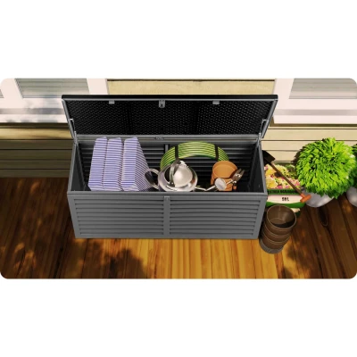 Plonos PL-801 Záhradný box 143 x 57 x 53,5 cm, 390 l, čierny a sivý
