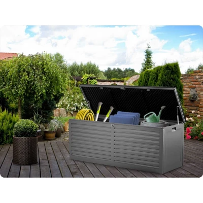 Plonos PL-801 Záhradný box 143 x 57 x 53,5 cm, 390 l, čierny a sivý