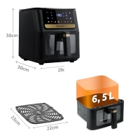 Fritéza na horúci vzduch Berdsen BD-655 6,5 l, 1700 W, čierna a zlatá