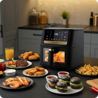 Fritéza na horúci vzduch Berdsen BD-655 6,5 l, 1700 W, čierna a zlatá