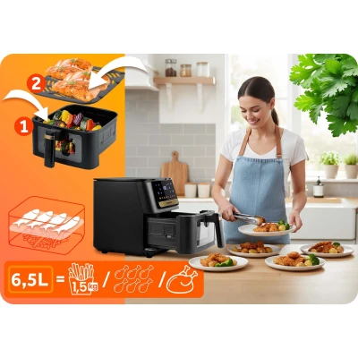 Fritéza na horúci vzduch Berdsen BD-655 6,5 l, 1700 W, čierna a zlatá