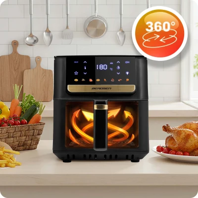 Fritéza na horúci vzduch Berdsen BD-655 6,5 l, 1700 W, čierna a zlatá