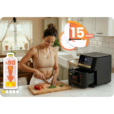 Fritéza na horúci vzduch Berdsen BD-655 6,5 l, 1700 W, čierna a zlatá