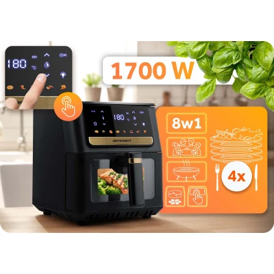 Fritéza na horúci vzduch Berdsen BD-655 6,5 l, 1700 W, čierna a zlatá