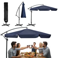 Plonos PL-880 Zahradní slunečník skládací 6-segmentový, 350 cm, s pouzdrem, modrý