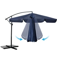 Plonos PL-880 Zahradní slunečník skládací 6-segmentový, 350 cm, s pouzdrem, modrý