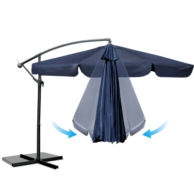 Plonos PL-880 Zahradní slunečník skládací 6-segmentový, 350 cm, s pouzdrem, modrý