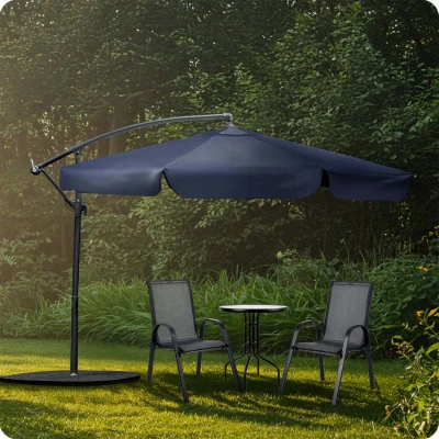 Plonos PL-880 Zahradní slunečník skládací 6-segmentový, 350 cm, s pouzdrem, modrý