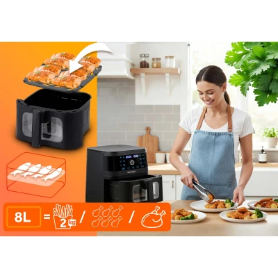 Fritéza na horúci vzduch Berdsen BD-661 8 l, 1700 W, čierna