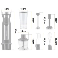 Berdsen BD-754 Ručný mixér s titánovými nožmi, 1500 W, 5 v 1, čierny