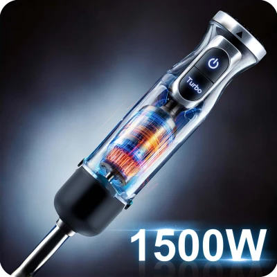 Berdsen BD-754 Ručný mixér s titánovými nožmi, 1500 W, 5 v 1, čierny