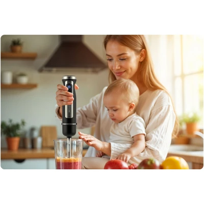 Berdsen BD-754 Ručný mixér s titánovými nožmi, 1500 W, 5 v 1, čierny