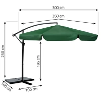 Plonos PL-881 Záhradný slnečník, skladací, 8-segmentový, 350 cm, s obalom, zelený