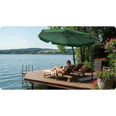 Plonos PL-881 Záhradný slnečník, skladací, 8-segmentový, 350 cm, s obalom, zelený