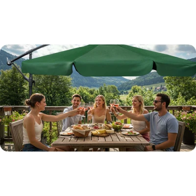 Plonos PL-881 Záhradný slnečník, skladací, 8-segmentový, 350 cm, s obalom, zelený