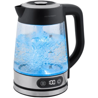 Berdsen BD-715 Sklenená rýchlovarná kanvica s reguláciou teploty, 1,8 l, 2200 W