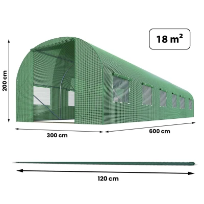 Plonos 4976-B Záhradný fóliový tunel 3 x 6 m, 140 g/m², zelený 