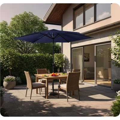 Plonos PL-884 Záhradný slnečník, skladací, 300 cm, 6 rebier, s obalom, modrý