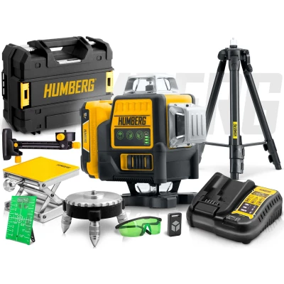 Humberg HM-171 Krížový laser v puzdre + statív, IPX54, čierny a žltý