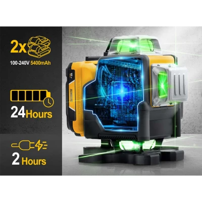 Humberg HM-171 Krížový laser v puzdre + statív, IPX54, čierny a žltý