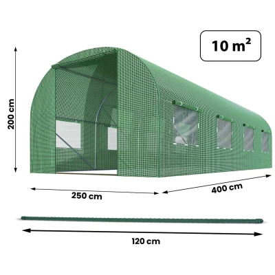 Plonos 4973-B Záhradný fóliový tunel 2,5 x 4 m, 140 g/m², zelený