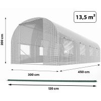 Plonos 4975-B Záhradný fóliový tunel 3 x 4,5 m, 140 g/m², biely