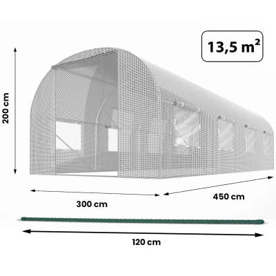 Plonos 4975-B Záhradný fóliový tunel 3 x 4,5 m, 140 g/m², biely