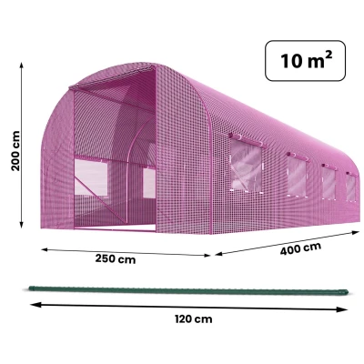 Plonos 4979-B Záhradný fóliový tunel 2,5 × 4 m, 140 g/m², ružový