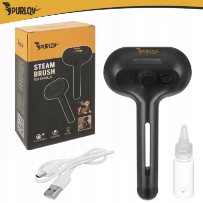 Purlov 26905 Parní kartáč pro domácí mazlíčky, černý