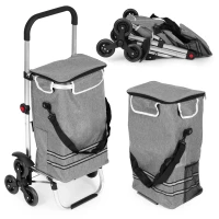 ModernHome PGJSFC023-GY Skládací nákupní vozík s taškou do schodů, 30 l, termo kapsa, šedý