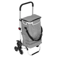 ModernHome PGJSFC023-GY Skládací nákupní vozík s taškou do schodů, 30 l, termo kapsa, šedý