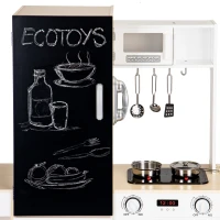 ECOTOYS PLK547 Drevená detská kuchynka XXL s tabuľou + LED