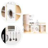 ECOTOYS PLK547 Drevená detská kuchynka XXL s tabuľou + LED