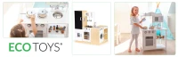 ECOTOYS PLK547 Drevená detská kuchynka XXL s tabuľou + LED