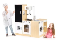 ECOTOYS PLK547 Drevená detská kuchynka XXL s tabuľou + LED